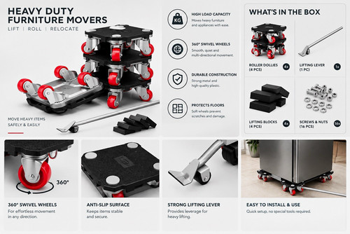 Furniture mover set - mover, roller